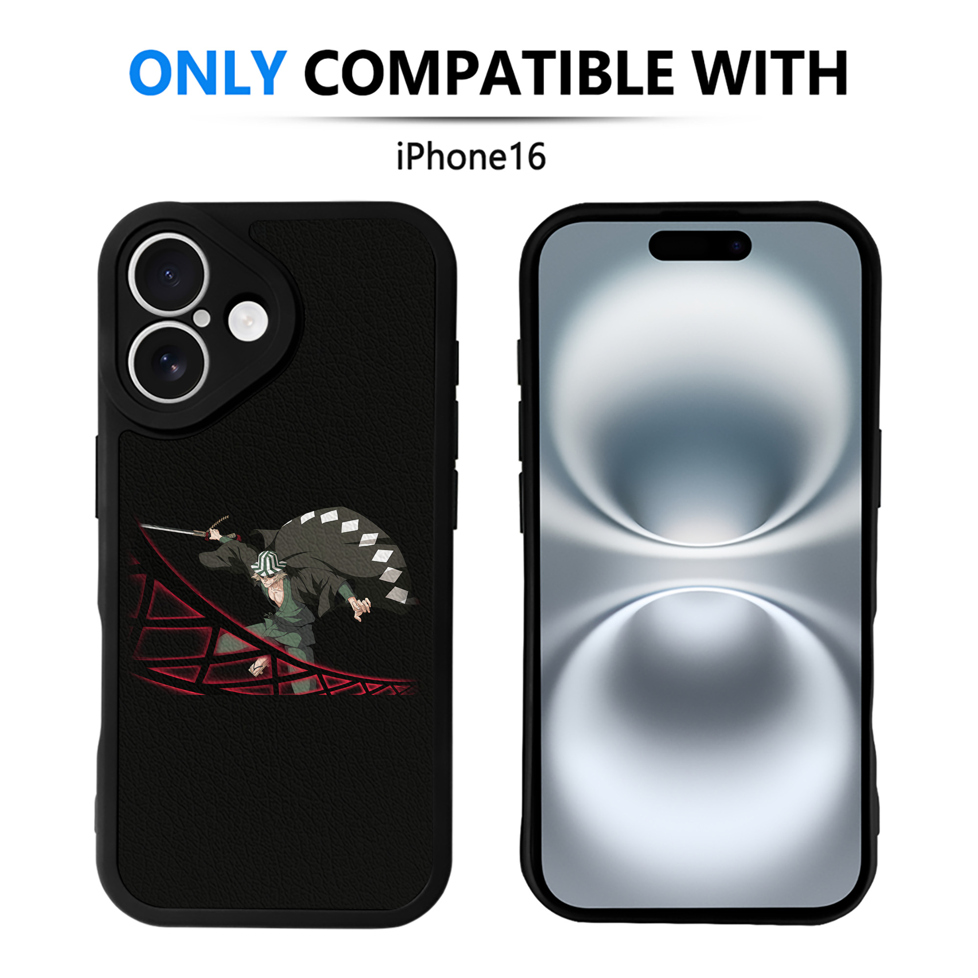 （画像用） "ブリーチ 浦原 喜助（うらはら きすけ） BLEACH Urahara Kisuke " 【iPhone 16シリーズ対応】シリコンスマホケース（レザー調） 材質：シリコン